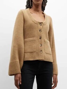 KHAITE Caro Cardigan in Camel color